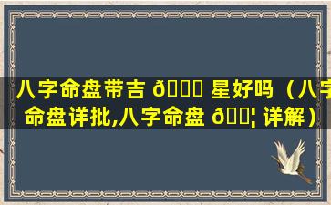 八字命盘带吉 🐕 星好吗（八字命盘详批,八字命盘 🐦 详解）